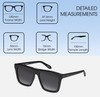 Dimensions and Measurements Illustration of QUAY Name Drop Unisex Square Polarized BI-FOCAL Sunglasses in Gloss Black 55 mm
