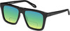 Profile View of QUAY Australia Name Drop Designer Polarized Reading Sunglasses with Custom Cut Powered Green Mirror Lenses in Gloss Black Unisex Square Full Rim Acetate 55 mm