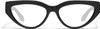 Front View of QUAY Australia Narrow Down Designer Reading Eye Glasses in Gloss Black Ladies Cat Eye Full Rim Acetate 57 mm