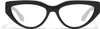 Front View of QUAY Australia Narrow Down Designer Bi-Focal Prescription Rx Eyeglasses in Gloss Black Ladies Cat Eye Full Rim Acetate 57 mm