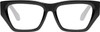 Front View of QUAY Australia No Apologies Designer Reading Eye Glasses in Gloss Black Unisex Square Full Rim Acetate 55 mm