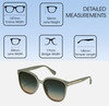 Dimensions and Measurements Illustration of QUAY Rent Free Women's Panthos Polarized BI-FOCAL Sunglasses in Jade Green 59 mm