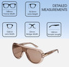 Dimensions and Measurements Illustration of QUAY Australia Set List Unisex Pilot Designer Sunglasses in Brown Doe/Tan 134 mm