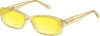 Profile View of QUAY Australia Vibe Check Designer Polarized Reading Sunglasses with Custom Cut Powered Sun Flower Yellow Lenses in Yellow Ladies Square Full Rim Acetate 62 mm