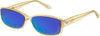 Profile View of QUAY Australia Vibe Check Designer Polarized Reading Sunglasses with Custom Cut Powered Blue Mirror Lenses in Yellow Ladies Square Full Rim Acetate 62 mm