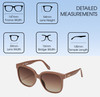Dimensions and Measurements Illustration of QUAY Wide Awake Women Panthos Polarized Sunglasses Gloss Tan Brown 59mm 10 OPTIONS