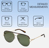 Dimensions and Measurements Illustration of QUAY Australia High Key Twist Pilot Sunglasses in Dark Brown Tortoise/Green 60mm