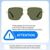 Size Awareness Illustration of QUAY Australia Level Out Square Full Rim Designer Sunglasses in Gold/Green 60 mm