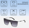 Dimensions and Measurements Illustration of QUAY Australia Nightfall Chrome Semi-Rimless Sunglasses Silver/Smoke Grey 142 mm
