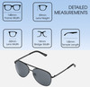 Dimensions and Measurements Illustration of QUAY Australia Vivienne Pilot Designer Sunglasses in Matte Black/Smoke Grey 60mm