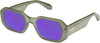 Profile View of QUAY Hyped Up Hexagonal Polarized Sunglasses in Crystal Jade Green 53mm 10 OPTIONS with Custom Cut Polarized Purple Mirror Lenses