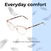 Lightweight Construction Illustration of Lucky Brand D114 Designer Reading Eye Glasses with Custom Cut Powered Lenses in Rose Gold Marble Ladies Cat Eye Full Rim Metal 53 mm