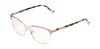 Profile View of Lucky Brand D114 Designer Bi-Focal Prescription Rx Eyeglasses in Rose Gold Marble Ladies Cat Eye Full Rim Metal 53 mm
