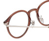 Close Up View of Lozza SL4207M Designer Reading Eye Glasses with Custom Cut Powered Lenses in Crystal Brown Unisex Round Full Rim Acetate 50 mm