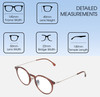 Dimensions and Measurements Illustration of Lozza SL4207M Designer Blue Light Blocking Eyeglasses in Crystal Brown Unisex Round Full Rim Acetate 50 mm