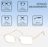 Dimensions and Measurements Illustration of Prive Revaux Matrix Designer Bi-Focal Prescription Rx Eyeglasses in Champagne Gold Unisex Rectangular Full Rim Metal 55 mm