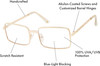 Close Up View of Prive Revaux Matrix Designer Progressive Lens Prescription Rx Eyeglasses in Champagne Gold Unisex Rectangular Full Rim Metal 55 mm