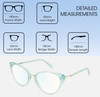 Dimensions and Measurements Illustration of Prive Revaux Modern Designer Bi-Focal Prescription Rx Eyeglasses in Baby Blue Ladies Cat Eye Full Rim Acetate 53 mm