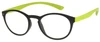Profile View of Prive Revaux Plato Designer Bi-Focal Prescription Rx Eyeglasses in Dark Chocolate Lime Green Unisex Round Full Rim Acetate 49 mm
