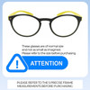 Size Awareness Illustration of Prive Revaux Plato Designer Bi-Focal Prescription Rx Eyeglasses in Dark Chocolate Lime Green Unisex Round Full Rim Acetate 49 mm