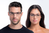 Close Up View of Prive Revaux Spinoza Designer Progressive Lens Blue Light Blocking Eyeglasses in Midnight Blue Unisex Rectangular Full Rim Metal 49 mm