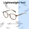 Lightweight Construction Illustration of OTIS A Day Late Designer Progressive Lens Blue Light Blocking Eyeglasses in Eco Hornwood Unisex Round Full Rim Acetate 50 mm