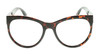 Front View of OTIS Aerial Designer Blue Light Blocking Eyeglasses in Ochre Havana Tortoise Ladies Cat Eye Full Rim Acetate 56 mm