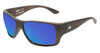 Profile View of OTIS Coastin Designer Polarized Reading Sunglasses with Custom Cut Powered Blue Mirror Lenses in Matte Woodland Unisex Rectangular Full Rim Acetate 61 mm