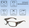 Dimensions and Measurements Illustration of OTIS Coastin Slim Designer Bi-Focal Prescription Rx Eyeglasses in Matte Woodland Unisex Rectangular Full Rim Acetate 61 mm