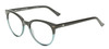 Profile View of OTIS Jazmine Designer Single Vision Prescription Rx Eyeglasses in Eco Teal Bark Smokey Unisex Round Full Rim Acetate 53 mm