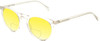 Profile View of OTIS Omar Designer Polarized Reading Sunglasses with Custom Cut Powered Sun Flower Yellow Lenses in Eco Crystal Sand Ladies Round Full Rim Acetate 50 mm