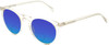 Profile View of OTIS Omar Designer Polarized Reading Sunglasses with Custom Cut Powered Blue Mirror Lenses in Eco Crystal Sand Ladies Round Full Rim Acetate 50 mm