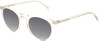 Profile View of OTIS Omar Designer Polarized Reading Sunglasses with Custom Cut Powered Smoke Grey Lenses in Eco Crystal Sand Ladies Round Full Rim Acetate 50 mm