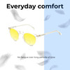 Lightweight Construction Illustration of OTIS Omar Designer Polarized Reading Sunglasses with Custom Cut Powered Sun Flower Yellow Lenses in Eco Crystal Sand Ladies Round Full Rim Acetate 50 mm