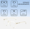 Dimensions and Measurements Illustration of OTIS Omar X Designer Blue Light Blocking Eyeglasses in Eco Crystal Sand Unisex Round Full Rim Acetate 52 mm