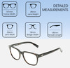 Dimensions and Measurements Illustration of OTIS Test of Time X Designer Progressive Lens Prescription Rx Eyeglasses in Eco Havana Tortoise Unisex Square Full Rim Acetate 55 mm