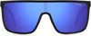 Front View of Carrera CA8060/S-D51 Unisex Shield Designer Sunglasses in Black/Blue Mirror 58mm