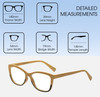 Dimensions and Measurements Illustration of Elton John Ambient Designer Single Vision Prescription Rx Eyeglasses in Wood Stripe Black Fade Unisex Cat Eye Full Rim Acetate 54 mm
