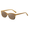 Profile View of Elton John Ambient Designer Polarized Sunglasses with Custom Cut Amber Brown Lenses in Wood Stripe Black Fade Unisex Cat Eye Full Rim Acetate 54 mm