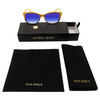 Branded Carrying & Storage Case for Elton John Ambient Designer Polarized Sunglasses with Custom Cut Blue Mirror Lenses in Wood Stripe Black Fade Unisex Cat Eye Full Rim Acetate 54 mm