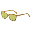 Profile View of Elton John Ambient Designer Polarized Reading Sunglasses with Custom Cut Powered Sun Flower Yellow Lenses in Wood Stripe Black Fade Unisex Cat Eye Full Rim Acetate 54 mm