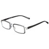 Profile View of Elton John Bullet Designer Reading Eye Glasses with Custom Cut Powered Lenses in Black Crystal Unisex Rectangular Full Rim Acetate 47 mm