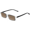 Profile View of Elton John Bullet Designer Polarized Sunglasses with Custom Cut Amber Brown Lenses in Black Crystal Unisex Rectangular Full Rim Acetate 47 mm