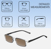 Dimensions and Measurements Illustration of Elton John Bullet Designer Polarized Sunglasses with Custom Cut Amber Brown Lenses in Black Crystal Unisex Rectangular Full Rim Acetate 47 mm