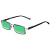 Elton John Bullet Unisex Rectangular Designer Polarized Sunglasses in Black Crystal 47mm CHOOSE LENS COLOR with Custom Cut Green Mirror Lenses