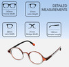 Dimensions and Measurements Illustration of Elton John Mash Up Designer Bi-Focal Prescription Rx Eyeglasses in Red Crystal Unisex Round Full Rim Acetate 44 mm