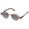 Profile View of Elton John Mash Up Designer Polarized Sunglasses with Custom Cut Smoke Grey Lenses in Red Crystal Unisex Round Full Rim Acetate 44 mm