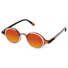 Profile View of Elton John Mash Up Designer Polarized Sunglasses with Custom Cut Red Mirror Lenses in Red Crystal Unisex Round Full Rim Acetate 44 mm