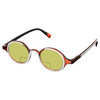Profile View of Elton John Mash Up Designer Polarized Reading Sunglasses with Custom Cut Powered Sun Flower Yellow Lenses in Red Crystal Unisex Round Full Rim Acetate 44 mm