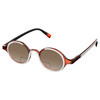 Profile View of Elton John Mash Up Designer Polarized Reading Sunglasses with Custom Cut Powered Amber Brown Lenses in Red Crystal Unisex Round Full Rim Acetate 44 mm